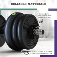 Soozier 44LBS 2-in-1 Adjustable Barbell & Dumbbells Set, Weights Set with Non-slip Handles for Men and Women Home Gym Training(m-7)