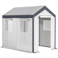 Outsunny 8' x 6' x 7.5' Heavy-duty Walk-in Greenhouse Outdoor Vegetable Plants Growing Warm House Seed Plant Growth Tent Polytunnel Shelter White(m-11)