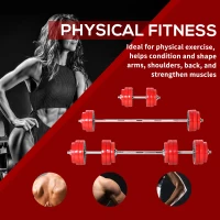 Soozier 66lbs 4-In-1 Dumbbell & Barbell Adjustable Set Strength Muscle Exercise Fitness Plate Bar Clamp Rod Home Gym Sports Area(m-5)
