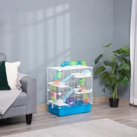PawHut 23" Large Hamster Cage 5-Level with Tunnel Tube System, Blue(m-1)