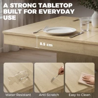 HOMCOM Folding Dining Table Extendable Kitchen Table Storage Cabinet Adjustable Shelf 6-8 People Natural(m-7)