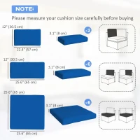 Outsunny Outdoor 14pc Patio Rattan Sofa Set Cushion Polyester Cover Replacement Set - No Cushion Included Light Blue(m-3)