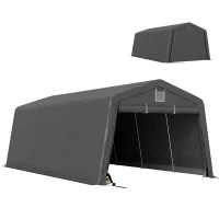 Outsunny 11' x 20' Portable Garage, Heavy Duty Carport Canopy with Ventilation Windows and Large Roll-up Door, Dark Grey(m-9)
