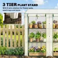 Outsunny Portable Mini Greenhouse Green House with 3 Tier Shelves, Reinforced PE Cover, Roll-up Doors, 56.3"x18.1"x59.4", White(m-5)