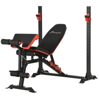 Soozier Adjustable Weight Bench with Squat Rack, Preacher Curl Pad and Leg Developer, Home Gym Bench for Full Body Workout(m-2)