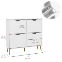 HOMCOM Shoe Storage Cabinet with 4 Flip Drawers and Adjustable Shelf, Shoe Cabinet for 8-16 Pairs of Shoes, White(m-3)
