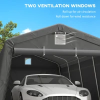 Outsunny 11' x 20' Portable Garage, Heavy Duty Carport Canopy with Ventilation Windows and Large Roll-up Door, Dark Grey(m-7)