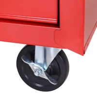 HOMCOM 5 Drawer Roller Tool Chest, Mobile Lockable Toolbox, Storage Organizer with Handle for Workshop Mechanics Garage, Red(m-9)