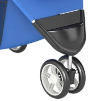 PawHut 3 Wheels Foldable Dog Stroller with Storage Basket, Adjustable Canopy, Cupholder for Miniature and Small Dogs, Blue(m-12)
