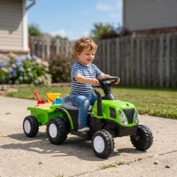 Qaba 2 in 1 Kids Ride On Tractor, 6V Electric Vehicle with Detachable Trailer, Music, Horn, Lights for Ages 1-3 Years, Green(m-8)
