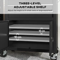 HOMCOM Rolling Tool Cabinet with Pegboard, Lockable Tool Chest, Mobile Tool Storage Organizer for Garage and Workshop, Black(m-5)