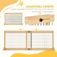 PawHut 41"-71" Wooden Freestanding Pet Gate with Support Feet, for Small Medium Dogs, Natural(m-4)