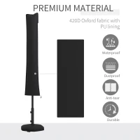 Outsunny Parasol Cover, Patio Cantilever Cover, Banana Umbrella Cover with Zipper, Black(m-4)