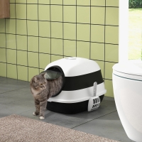PawHut Cat Litter Box with Lid, Covered Litter Box w/ High Sides, Black