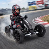 Qaba 12V Electric Go Kart for Kids with Dual Motors, Adjustable Seat, Soft Start, LED Lights, EVA Wheels, for Age 3-6, Black(m-8)