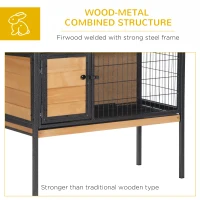 PawHut Rabbit Hutch, Wooden Bunny Cage Indoor Outdoor Bunny Hutch with Tray and Openable Water-Resistant Roof, Yellow(m-7)