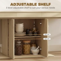 HOMCOM Folding Dining Table Extendable Kitchen Table Storage Cabinet Adjustable Shelf 6-8 People Natural(m-6)