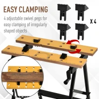 DURHAND Foldable Work Bench w/ 4 Adjustable Clamps, Carpenter Saw Table, MDF Surface, Steel Frame, Portable Work Bench 100kg/220lbs Capacity, Black(m-6)