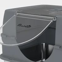 PawHut Stainless Steel Cat Litter Box with Lid, High Sided Enclosed Litter Box with Removable Lid, Tray, Scoop(m-9)