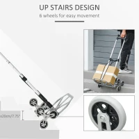 DURHAND 6-Wheels Stair Climber Hand Truck, Dolly Heavy Duty Folding Steel Load Cart with Adjustable Telescoping Handle for Moving, Luggage, Travel & Office, 154lbs Capacity(m-5)