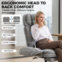 HOMCOM Criss Cross Office Chair with Flip Armrests, Adjustable Headrest, Swivel Tilt Reclining Desk Chair with Wheels, Gray(m-5)