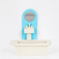 Qaba Wooden Doll House with Elevator, 5 Rooms and 13 Furniture Accessories, Pretend Play Toy Gift for Kids Ages 3-6, Blue(m-12)