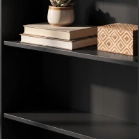 HOMCOM Fold-out Computer Desk with Storage Shelves, Bag, Wall Mount Home Office Desk, Writing Study Table with Bookshelf, Black(m-11)