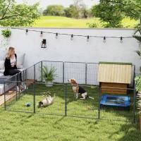 PawHut Heavy Duty Pet Playpen, 16 Panels Steel Dog Fence Puppy Exercise Pen with 2 Doors Locking Latch, 31.5" Height(m-1)