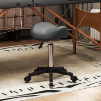 HOMCOM Saddle Stool, Adjustable Rolling Stool, Grey(m-8)