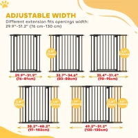 PawHut Baby Gate, Pet Gate with 3 Extensions, Auto-Close, Two-Way Open, Pressure Mounted, 36"H, Black(m-4)