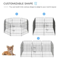 PawHut 30inch 8-Panel Octagon Pet Exercise Playpen Crate Foldable Dog Cage Pen Puppy Kennel, Black(m-4)