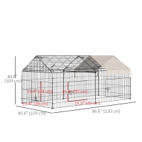 PawHut Pet Playpen with Roof, Metal Guinea Pig Cage, Rabbit Pen, Chicken Coop Run, Catio Cat Enclosure with Cover, Doors, Indoor Outdoor for Small Animals, 87" x 41" x 41", Cream(m-3)