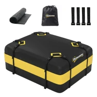 Outsunny Rooftop Cargo Carrier, 15 Cubic Feet Waterproof Soft-Shell Car Roof Storage Bag with Door Hooks, Anti-Slip Mat(m-13)