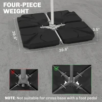 Outsunny 4 Pieces Patio Umbrella Base, Outdoor Cantilever Offset Umbrella Weights w/ U-Locking, 123 lb. Capacity Water or 158 lb. Capacity Sand, Black(m-3)