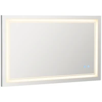 kleankin 40" x 24" LED Bathroom Mirror, Dimmable Lighted Wall-Mounted Mirror, with 3 Colour, Smart Touch, Plug-in, Vertical or Horizontal Hanging(m-11)