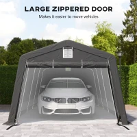 Outsunny 11' x 20' Portable Garage, Heavy Duty Carport Canopy with Ventilation Windows and Large Roll-up Door, Dark Grey(m-6)