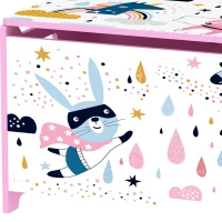 Qaba Kids Storage Chest with Lid, Toy Box with Safety Hinges and Groove Handles for Kids, Bedroom, Playroom, Nursery, Pink(m-10)
