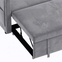 HOMCOM 52" Sofa Bed, Holland Velvet Loveseat Pull Out Sleeper Sofa with USB Ports, Adjustable Backrest, Side Pockets, Dark Grey(m-11)