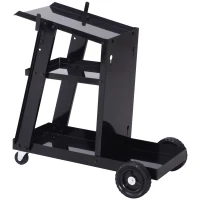 DURHAND 3 Tier Welding Cart Welder Trolley Garage Welding/Plasma Cutter Cart for Tanks Gas Bottles w/ Safety Chain Black(m-11)