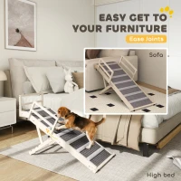 PawHut Dog Ramp, Folding Pet Ramp, 4 Adjustable Height from 15" to 19", Pet Stairs with Side Rails for Small to Large Dogs(m-4)