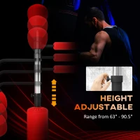 Soozier 4-in-1 Free Standing Punching Bag, Height Adjustable Boxing Bag with 2 Speed Balls, 360° Reflex Bar, Red(m-5)