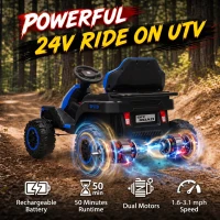 Qaba 24V Kids Electric Ride On Car with Dual Motors, Remote Control, 4-Wheel Suspension, Soft Start for 3-6 Years, Blue(m-4)
