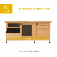 PawHut Wooden Rabbit Hutch Bunny Cage Guinea Pig House Outdoor with Sliding Out Tray, Openable Roof, Feeding Trough, Yellow(m-4)