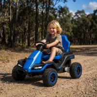 Qaba 24V Kids Electric Ride On Car with Dual Motors, Remote Control, 4-Wheel Suspension, Soft Start for 3-6 Years, Blue(m-2)