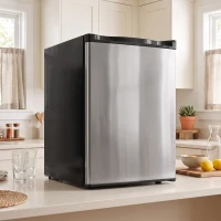 HOMCOM 2.6 Cu Ft Mini Fridge with Chiller Box, Single Door Compact Refrigerator, Adjustable Thermostat, Reversible Door, Silver(m-8)