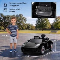 Qaba 12V Kids Ride On Car, Licensed Porsche Carrera GT with Remote, Rear Suspension, Smooth Start for Ages 3-6, Black(m-3)