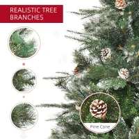 HOMCOM HOMCM 6FT Artificial Christmas Snow Pine Tree Holiday Home Xmas Decoration with Automatic Open, Pinecone, Green(m-7)