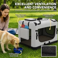 PawHut Pet Carrier Bag, Soft-Sided Dog Carrier for Extra Large Dogs, Portable Pet Travel Bag, Light Grey(m-7)