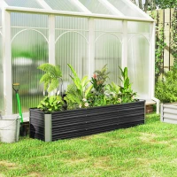 Outsunny 6'x1.5'x1.4' Galvanized Raised Bed, Large Elevated Planter Box for Growing Flowers, Herbs and Vegetables, Dark Grey(m-11)