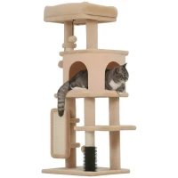 PawHut 41 Inch Cat Tree with Scratching Posts, Cat Bed, Condo, Grooming Brush, Jumping Platforms, Toy Balls, Anti-tip Kit(m-13)